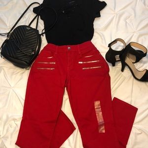 Curvy Skinny Red Jeans